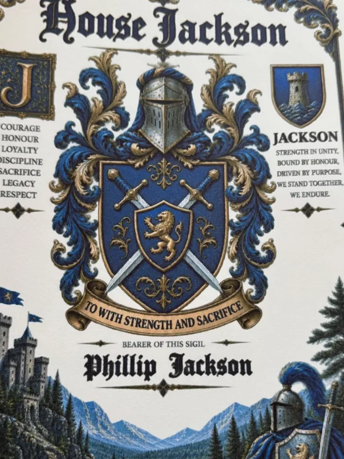 Close-up print detail from a finished House Charter